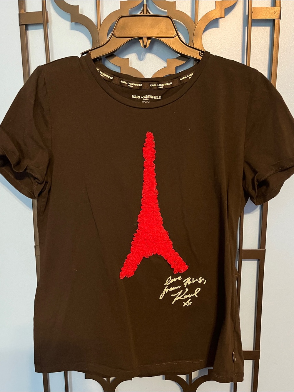 Karl Lagerfeld Graphic Short Sleeve Tee in Black Size Medium